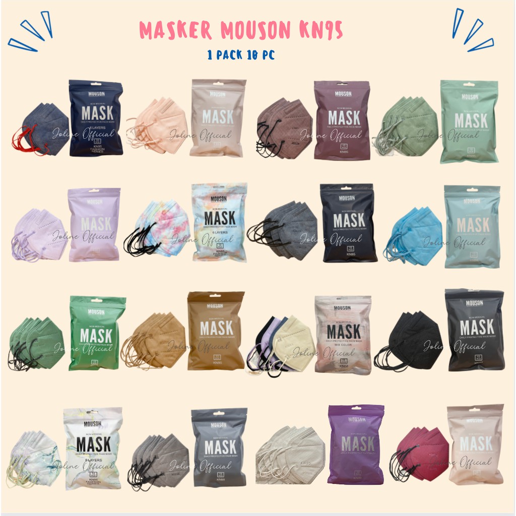 Masker KN95 Mouson Face Mask 5ply / 6ply EARLOOP Isi 10pcs Masker KN 95 Mouson Disposable Face Mask 5 LAPIS  isi 10pcs