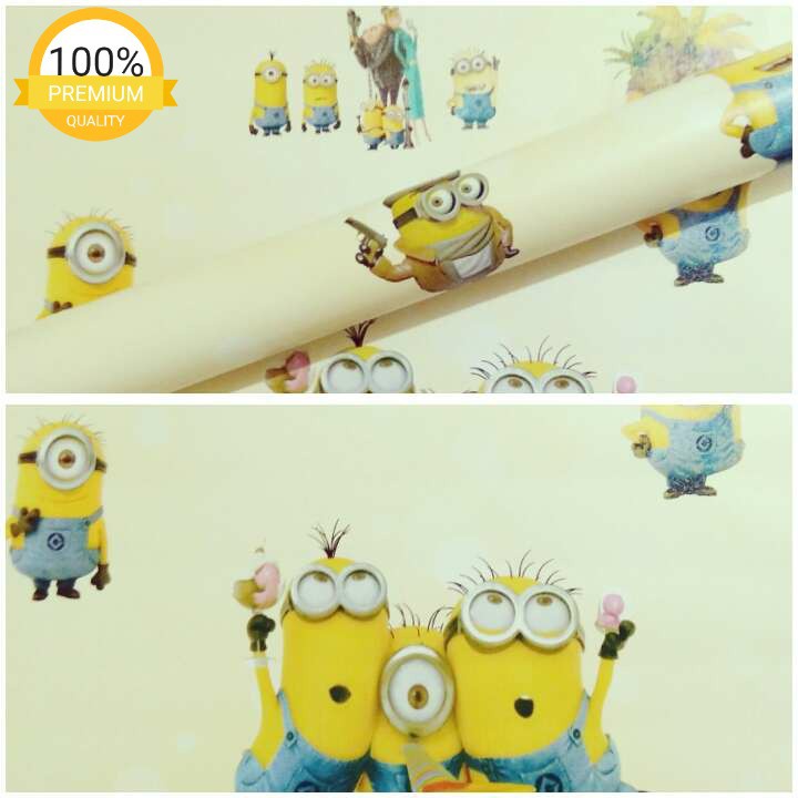 Wallpaper Sticker Dinding Motif Minions Ukuran Panjang 10 Meter x Lebar 45Cm