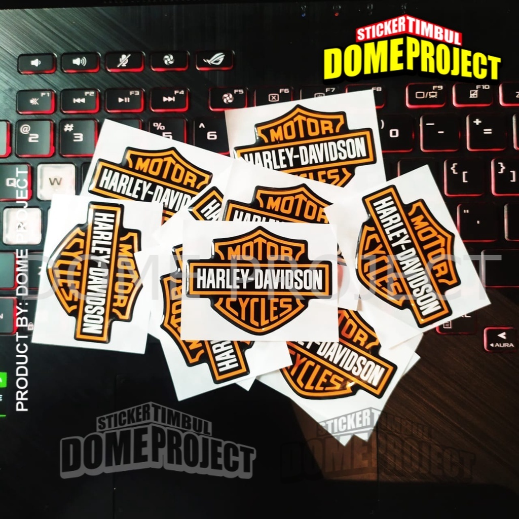 STIKER MOTOR TIMBUL LOGO MOTOR HARLEY DAVIDSON TIMBUL 3D RESIN LENTUR KEREN AESTHETIC WATERPROOF