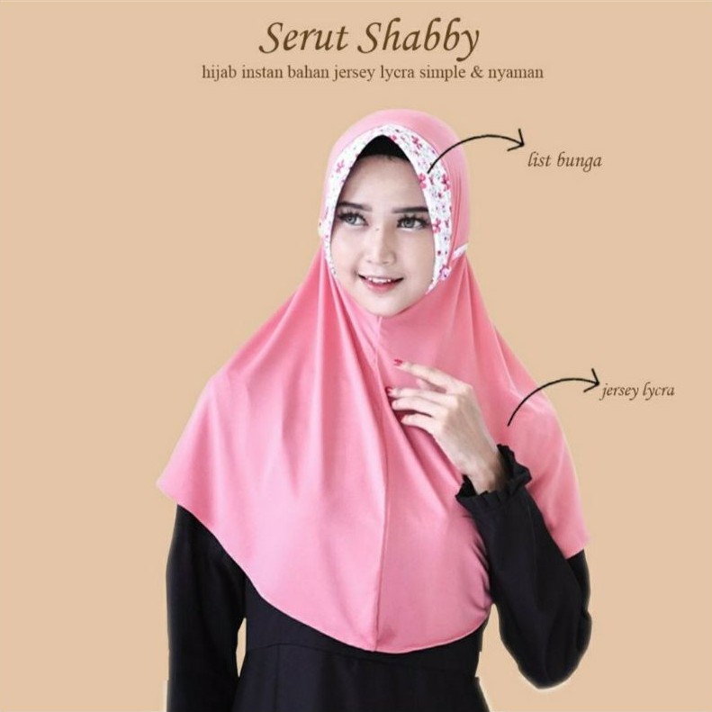 JILBAB INSTAN DEWASA SERUT LIST MOTIF BUNGA KERUDUNG TERBARU