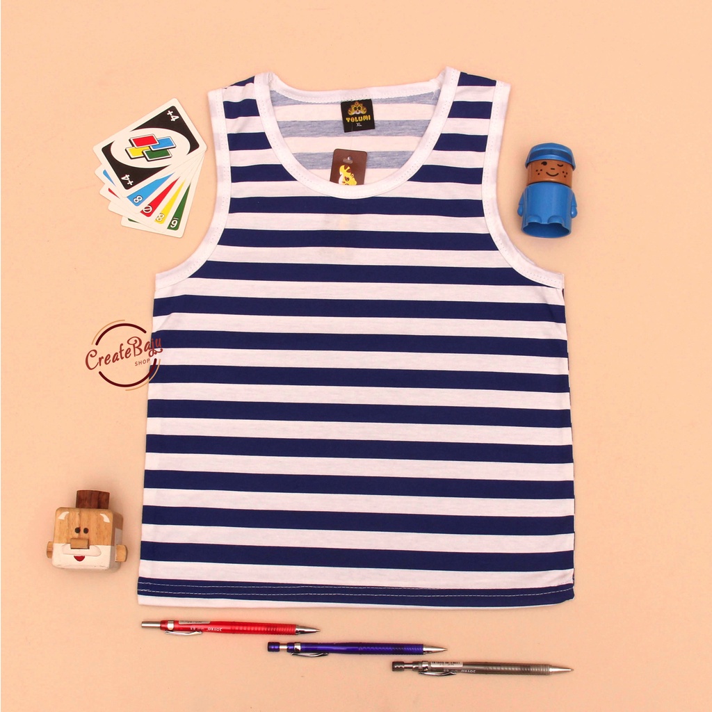 SINGLET ANAK LAKI MOTIF SALUR BIRU BAJU ATASAN ANAK PAKAIAN ANAK LENGAN BUNTUNG FASHION TRENDY