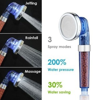 Kepala Super Shower - Ion Shower Head Spa Healt hcristal Biru 3in10