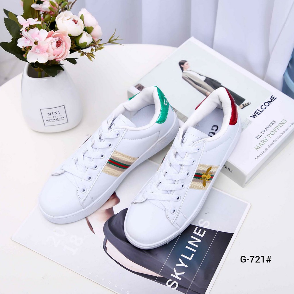 SEPATU WANITA-SEPATU IMPORT- GUCCI Sneakers Gold Bee G-721