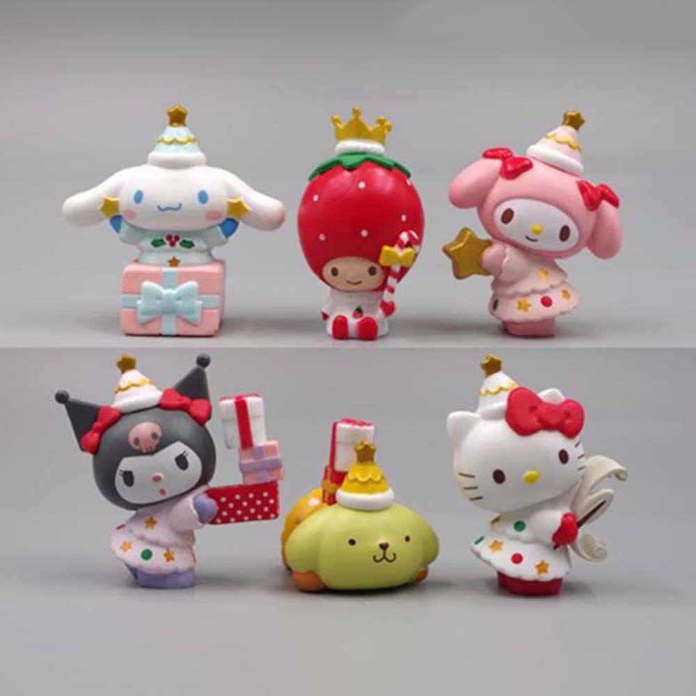 Patung Patung Action Figurine AUGUSTINA Kuromi Model Koleksi Kartun Kitty Cat KT Mainan Ornamen Rumah Cinnamon Dog My Melody