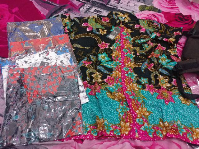 Trolistore Batik Kemeja Pria Motif Plat Biru Lengan Pendek Seragam Batik Grosir Batik Murah