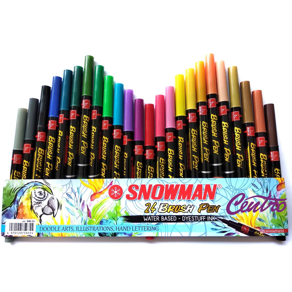 

Snowman Brushpen BM-24 Brush Pen Kuas Set 24 warna Lettering Doodle Kaligrafi