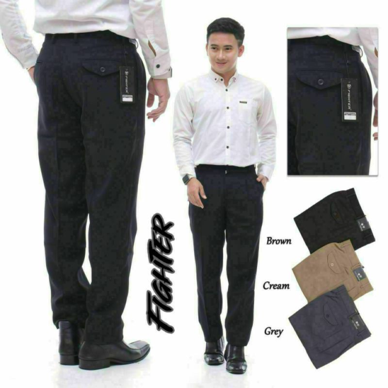 Celana Formal Pria Kerja Reguler Standar Kantor Bahan Kain Teflon Size 27-40 Murah Adem Nyaman