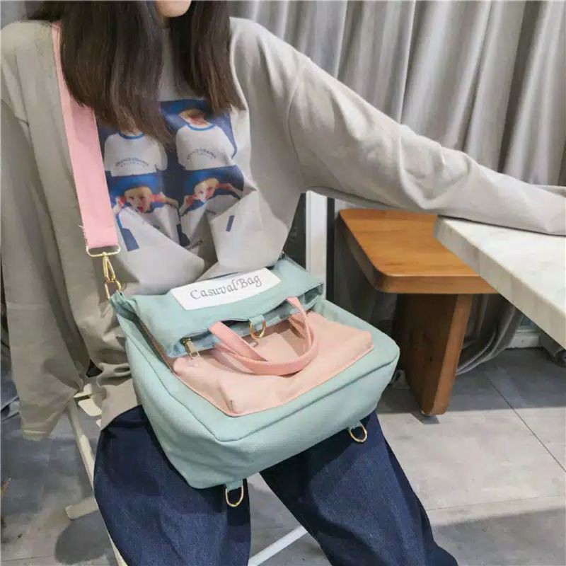 dem_sare / DS1047 - TAS CASUAL 3IN1 Bisa Ransel Selempang Jinjing - Tas Ransel Selempang Handbag