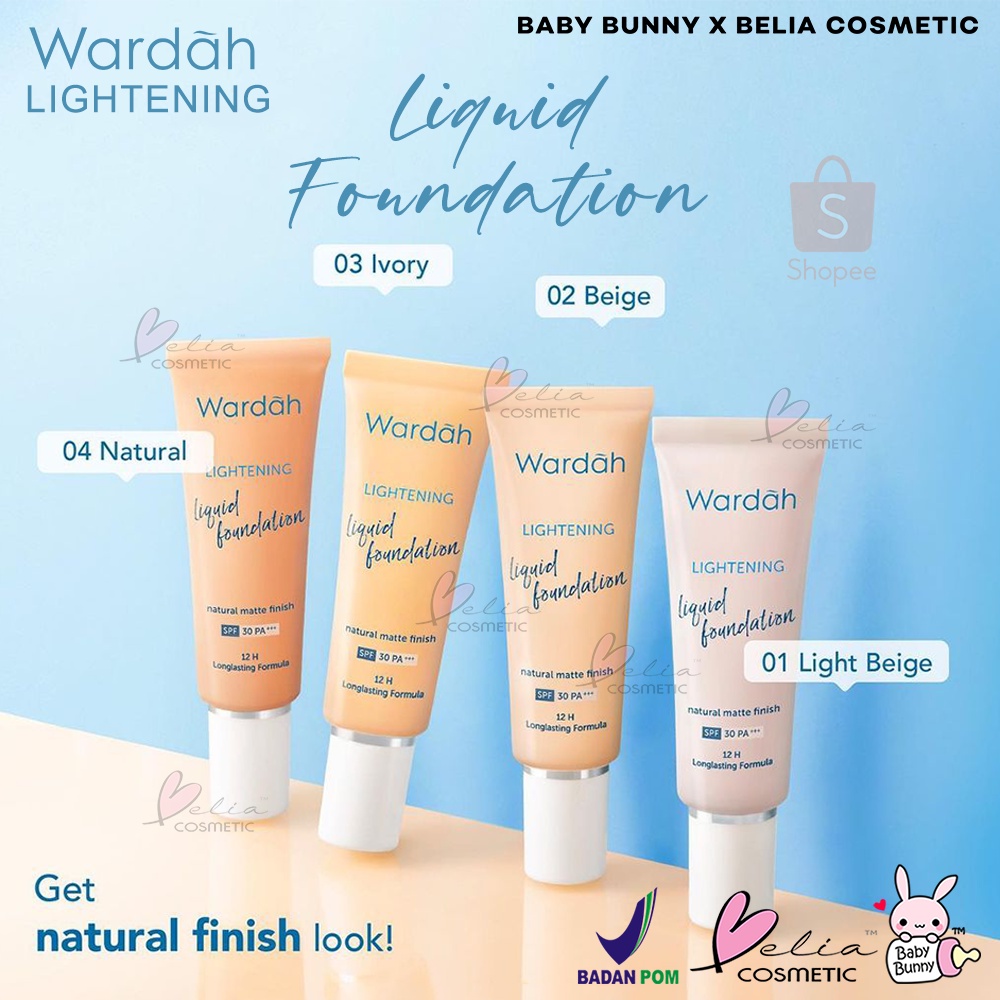 ❤ BELIA ❤ Wardah Lightening Liquid Foundation | Alas Bedak | Full Coverage | BPOM Halal