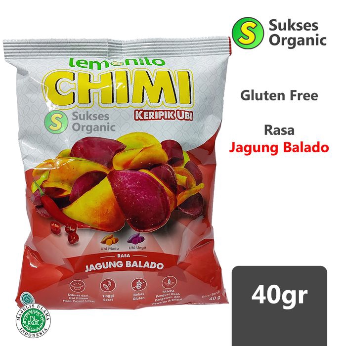 Keripik Ubi Chimi Rasa Jagung Balado Gluten Free | 40gr | Lemonilo