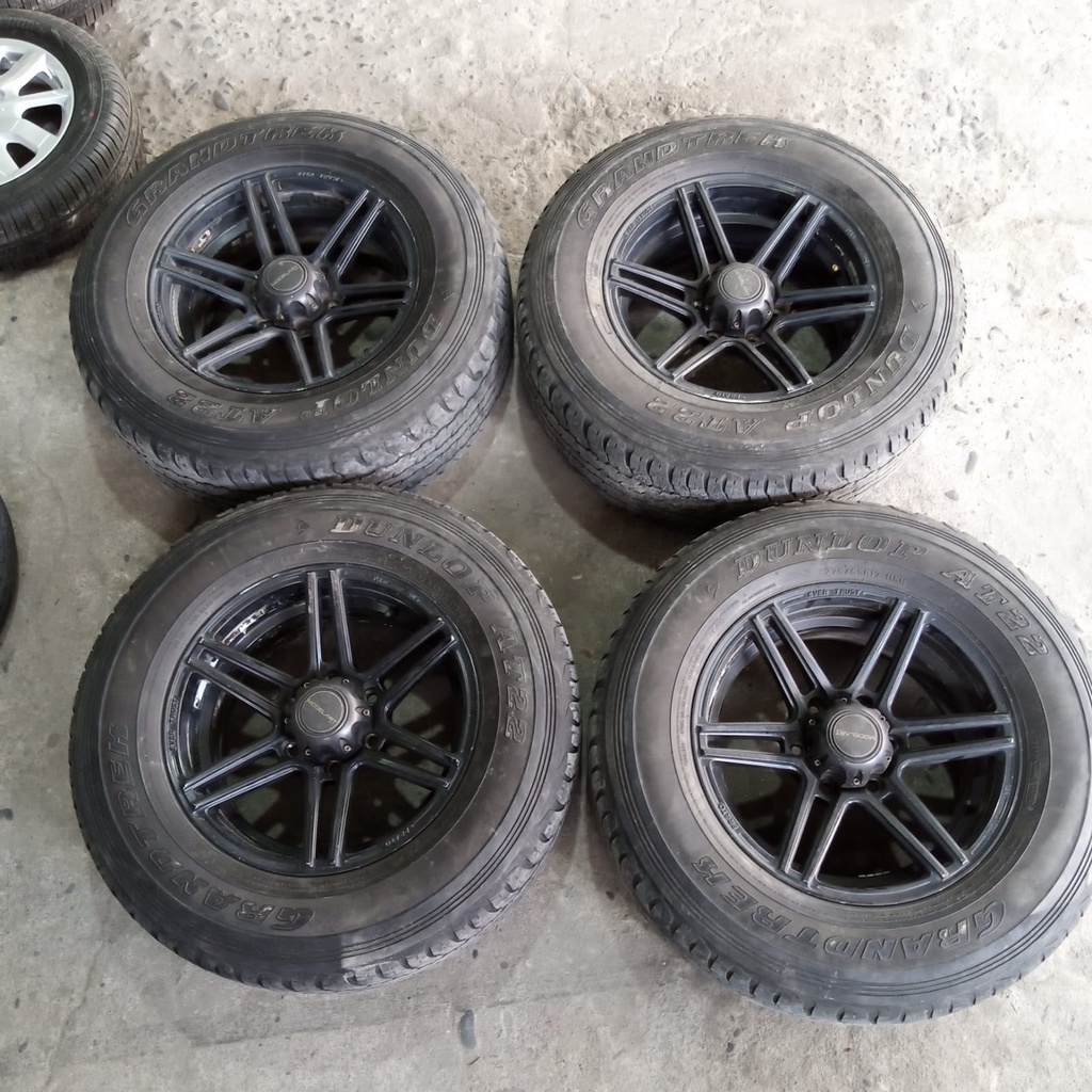 Velg Mobil Bekas Racing MODELART R17 PCD 6X139,7 Lebar 8.5 BLACK + Ban DUNLOP 275 65 R17 Untuk Mobil