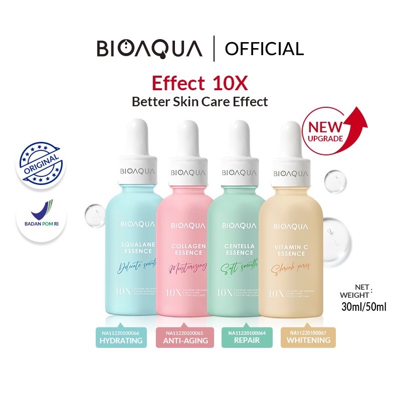 Bisa COD - SERUM BIOAQUA 10X Effect Pemutih wajah Moisturizing Essence Repair / Anti Aging / Vitamin C Whitening / Serum