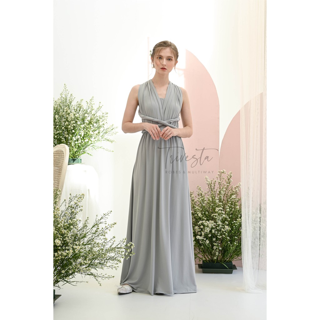 MAXI | LIGHT GREY | MULTIWAY INFINITY CONVERTIBLE DRESS | DRESS LILIT | 1 DRESS 30 MODEL