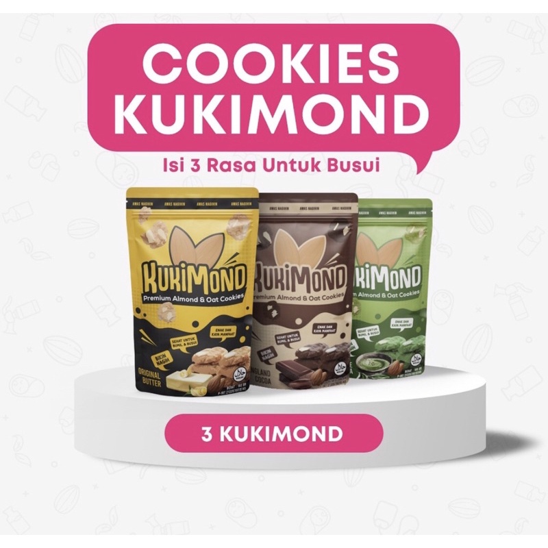 KUKIMOND PREMIUM ALMOND AND OAT COOKIES SNACK PELANCAR ASI