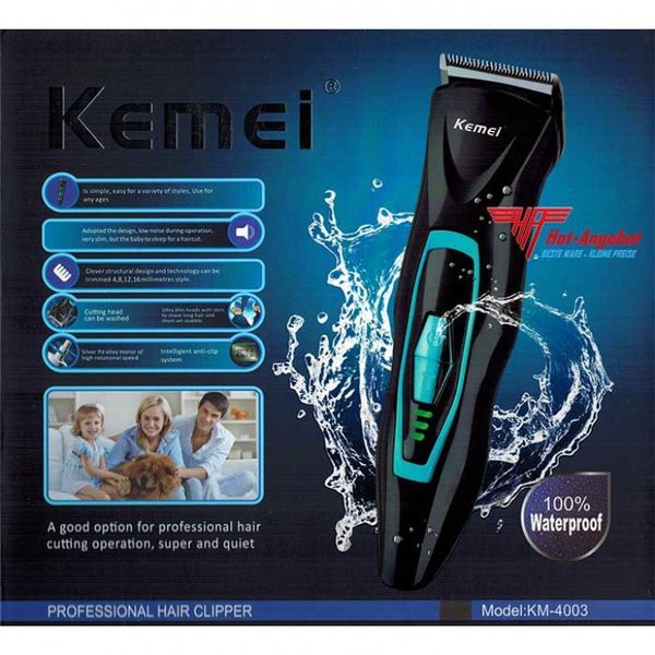 Clipper KEMEI KM-4003 Alat Cukur Waterproof Mesin Cukur Rambut Cas