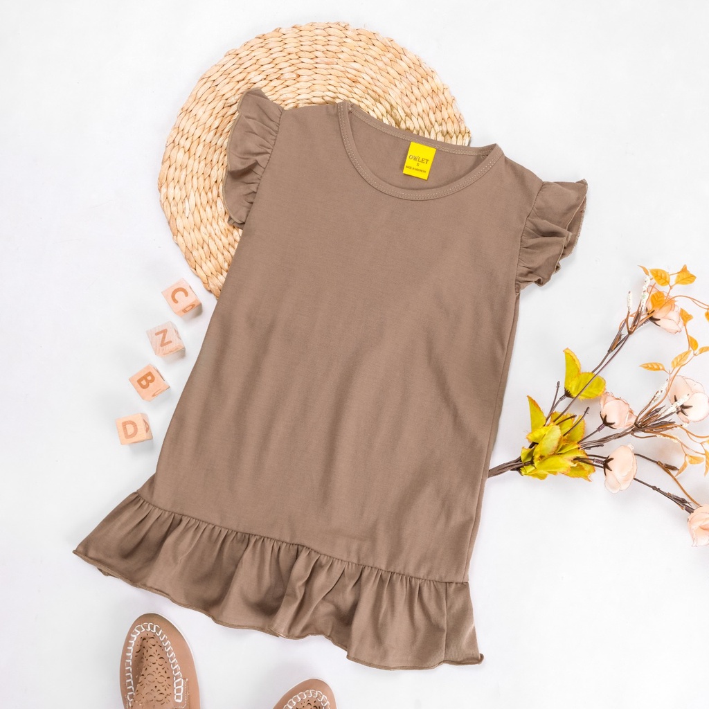 owlet - Dress ruffle polos anak / daster anak (1-6 tahun)