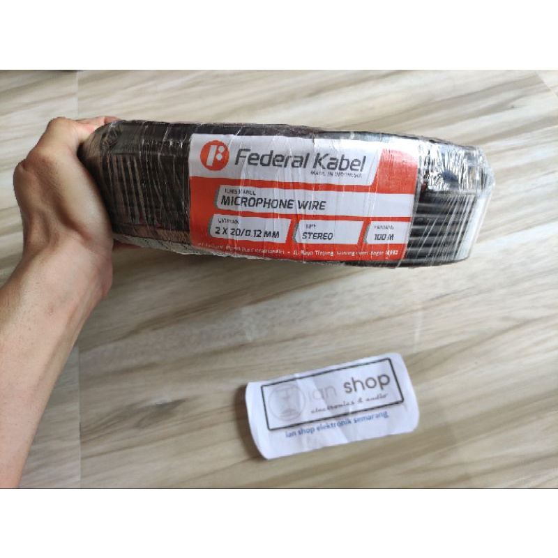 Kabel Mic Federal Original Stereo Microphone 2x20/0.12mm Tembaga Murni 1 Roll 100 Meter Lentur Mudah