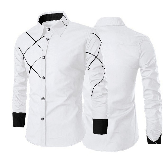 BAJU KEMEJA PRIA LENGAN PANJANG SLIM FIT COWOK FORMAL PUTIH [HEM DLV]