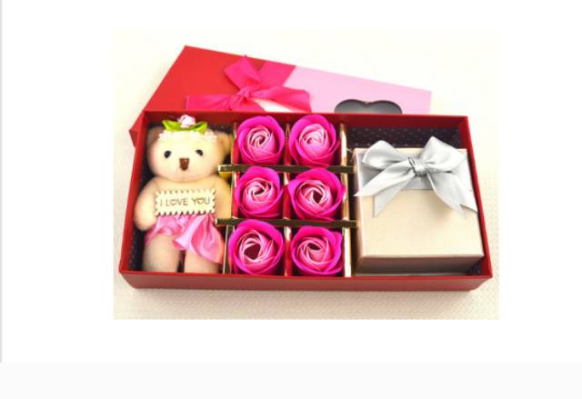 Kotak Cincin - Tempat cincin - Paket Teddy bear bunga - box cincin lamaram tunangan