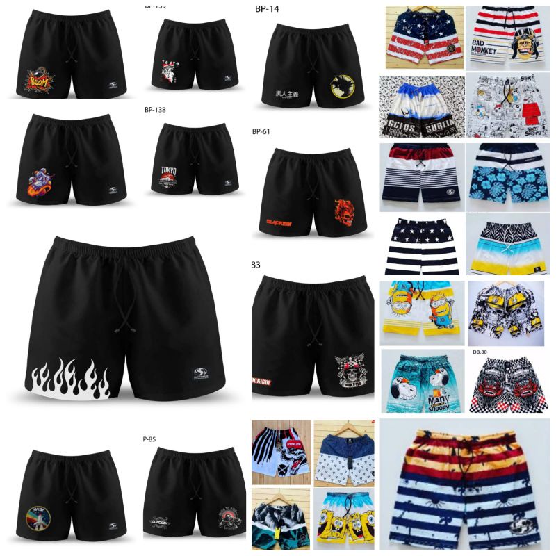 BEST SELLER !! SURFING | BISA COD | BOKSER | BOXSER | BOXER PANTAI | BOKSER Black White Fire  api