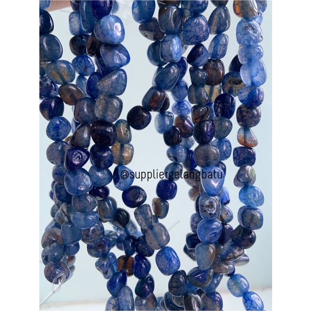 manik Batu alam GIOK BIRU SERAT Bead 12 x 10mm mix gelang kalung agate