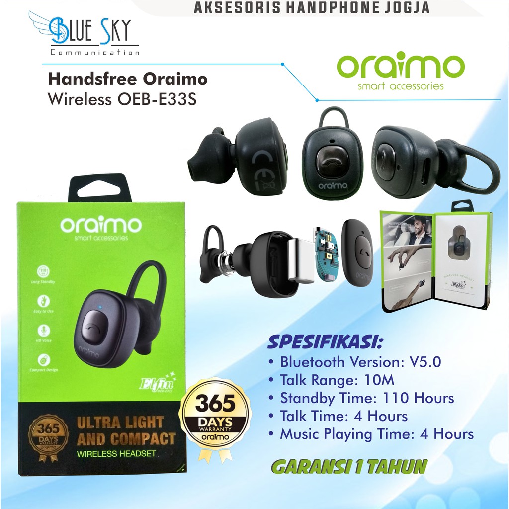 EARPHONE ORAIMO WIRELESS OEB-E33S BLUETOOTH