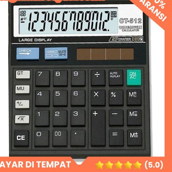 

Berkualitas! Kalkulator CT 512 12 Digit -Kalkulator Check / Kakulator Dagang Besar / Calculator CT 512 SELLER