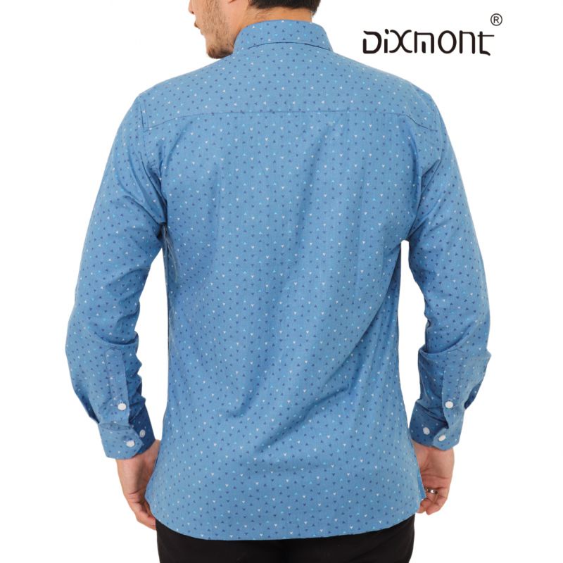 Dixmont Kemeja Pria Basic Formal Motif Lengan Panjang Hem ML00122