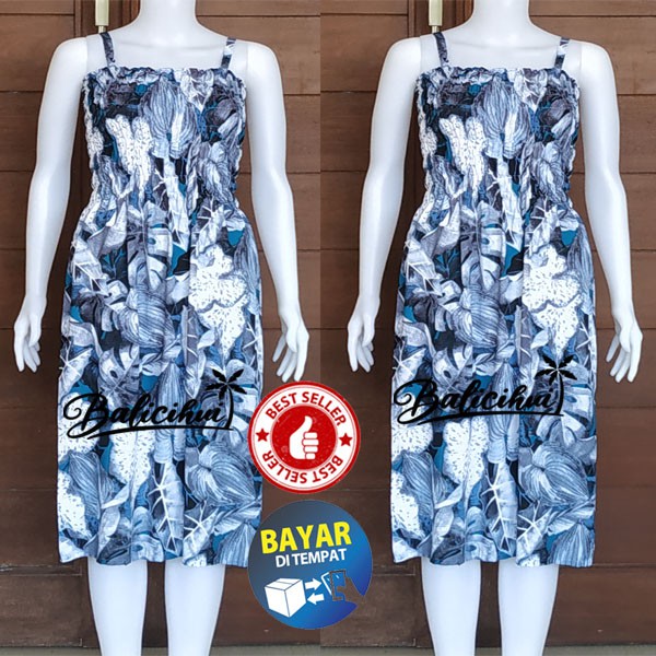 Balicihui Dress Kerut Panjang Tali Dress Kerut Dada