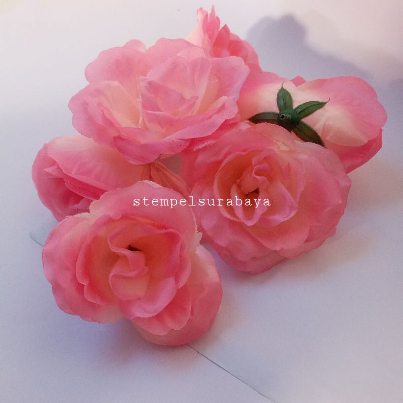 4 Kepala rose kepala mawar kepala bunga mawar kuntum bunga mawar pink kuntuman bunga artifisial