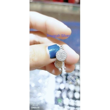 Anting Jepit Perak Asli 925 Lapis Emas Putih Kualitas Terbaik / Anting Jepit Fashion Bulat Mata Full Kilau