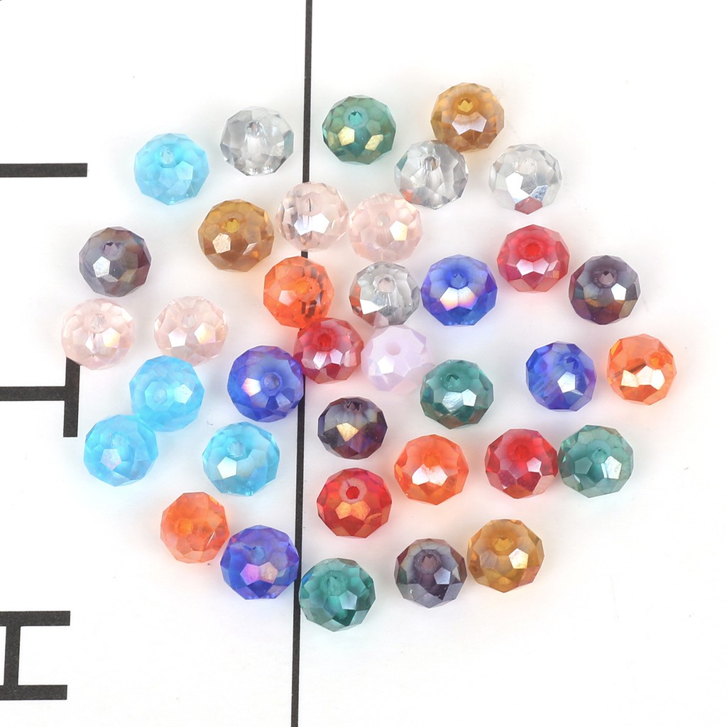 Hot 70pcs 8mm Glass Wheel Beads Round Crystal Beads Loose Bedas For Jewelry Making Findings Necklace Bracelet Earrings Findings