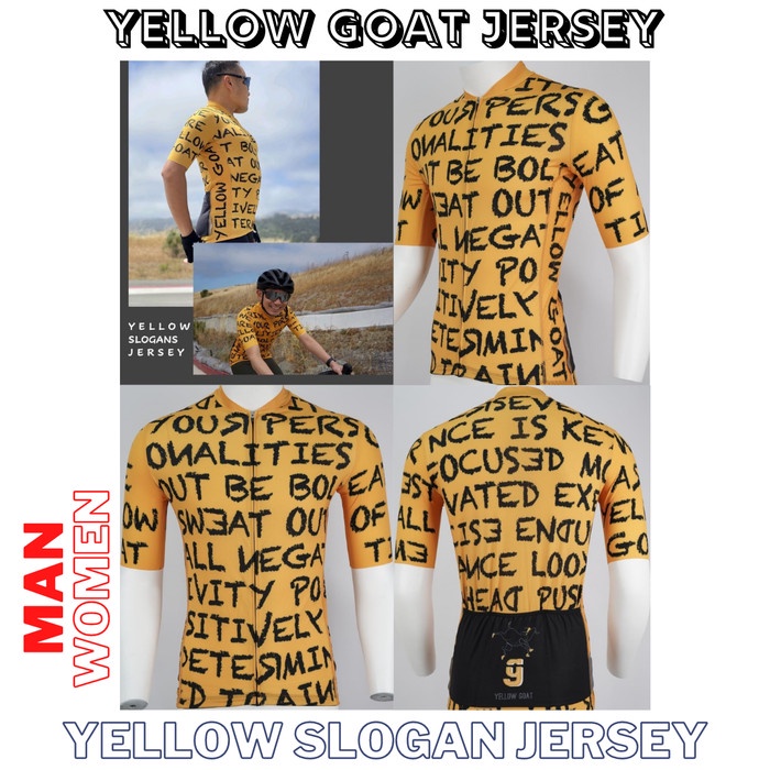 Yellow Goat Cycling Jersey Sepeda Yellow Slogan MAN WOMEN
