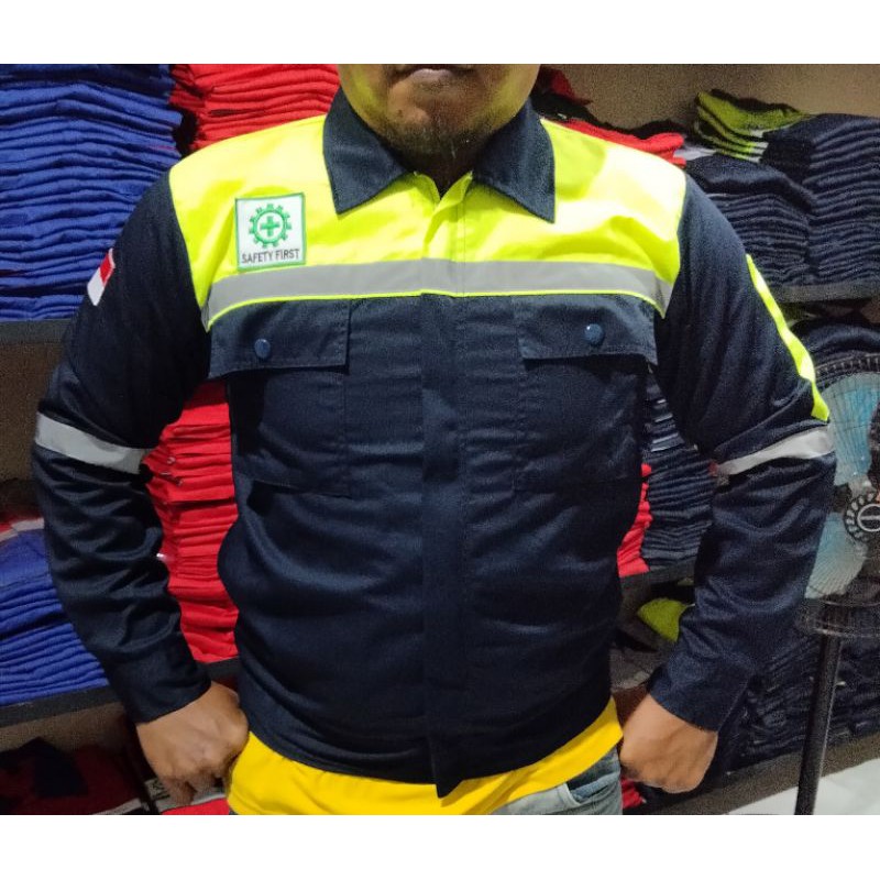 WEARPACK SAFETY / KEMEJA SAFETY / BAJU SAFETY LENGAN PANJANG / BAJU PROYEK KEREN / BAJU KERJA PRIA PROYEK / BAJU KERJA PIRA LAPANGAN / BAJU MEKANIK / BAJU WEARPACK / WERFAK PRIA KERJA / BAJU WEARPACK KERJA PROYEK / BAJU TAMBANG / DONGKER STABILO