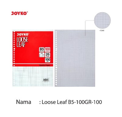 

Joyko Kertas Binder Loose Leaf Grid Kotak 5x5mm B5 100Gsm 100 Lembar