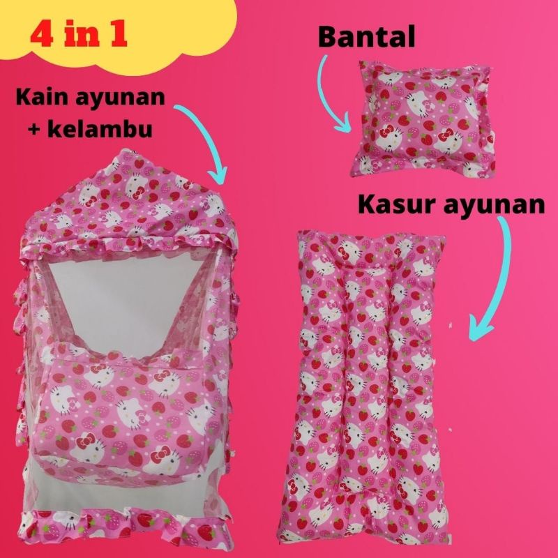 kain ayunan set kelambu plus kasur