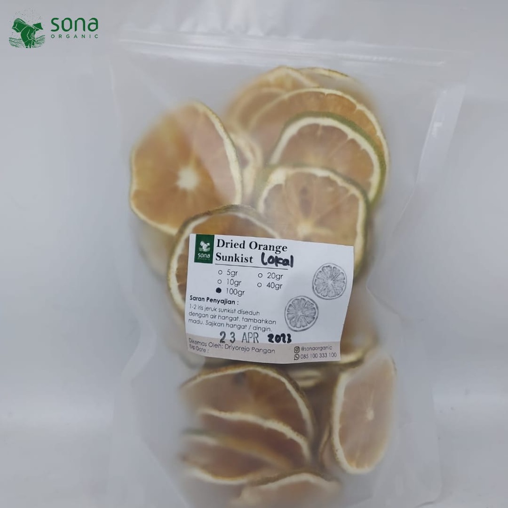 

Dried Orange lokal 100 gr - Jeruk Lokal Iris kering - Sona