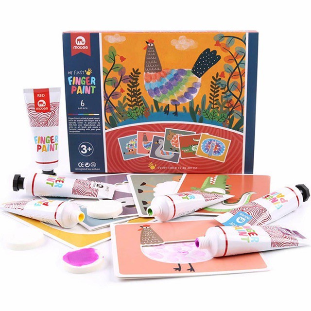 Mobee Washable Finger Painting Set - Mainan Edukasi Cat Anak Bisa Dihapus