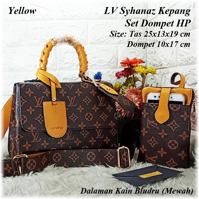 Tas Wanita Branded Selempang Kekinian Terbaru E6J0 LV Kepang Syahnaz Set Dompet HP