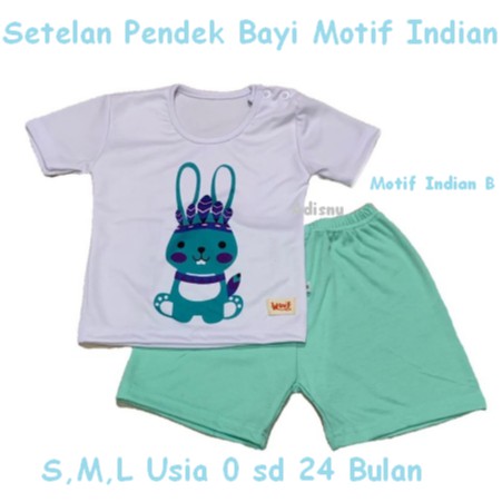 Wuuf Kids Setelan Pendek Bayi Motif Indian S M L 0 sd 24 Bulan