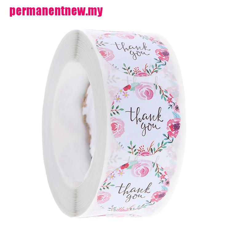 500pcs / Roll Stiker Label Segel Desain Bunga Thank You Untuk Alat Tulis