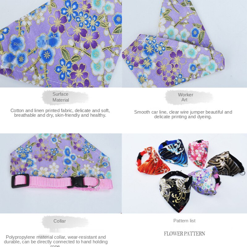 ★〓YUFeiPet〓★ Pet Triangle Towel Cat Print and Wind Collar Collar Dog Collar Webbing Saliva Towel Scarf Decorations Pet Supplies