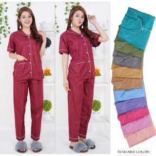 ISANNY PIYAMA SET SATEN EMBOS CP SIZE.XL/BAJU TIDUR/PIYAMA DEWASA/REAL PICT