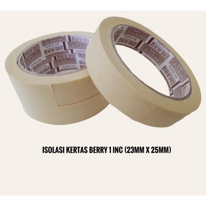 

Isolasi Kertas Berry/Masking Tape Berry 1 inc (23mm X 25mm)/Isolasi kertas