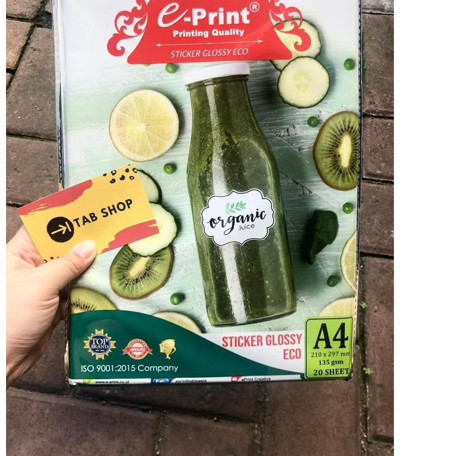 

マ E-PRINT GLOSSY STICKER ECO EKONOMIS 135 GSM 20 LEMBAR Kekinian