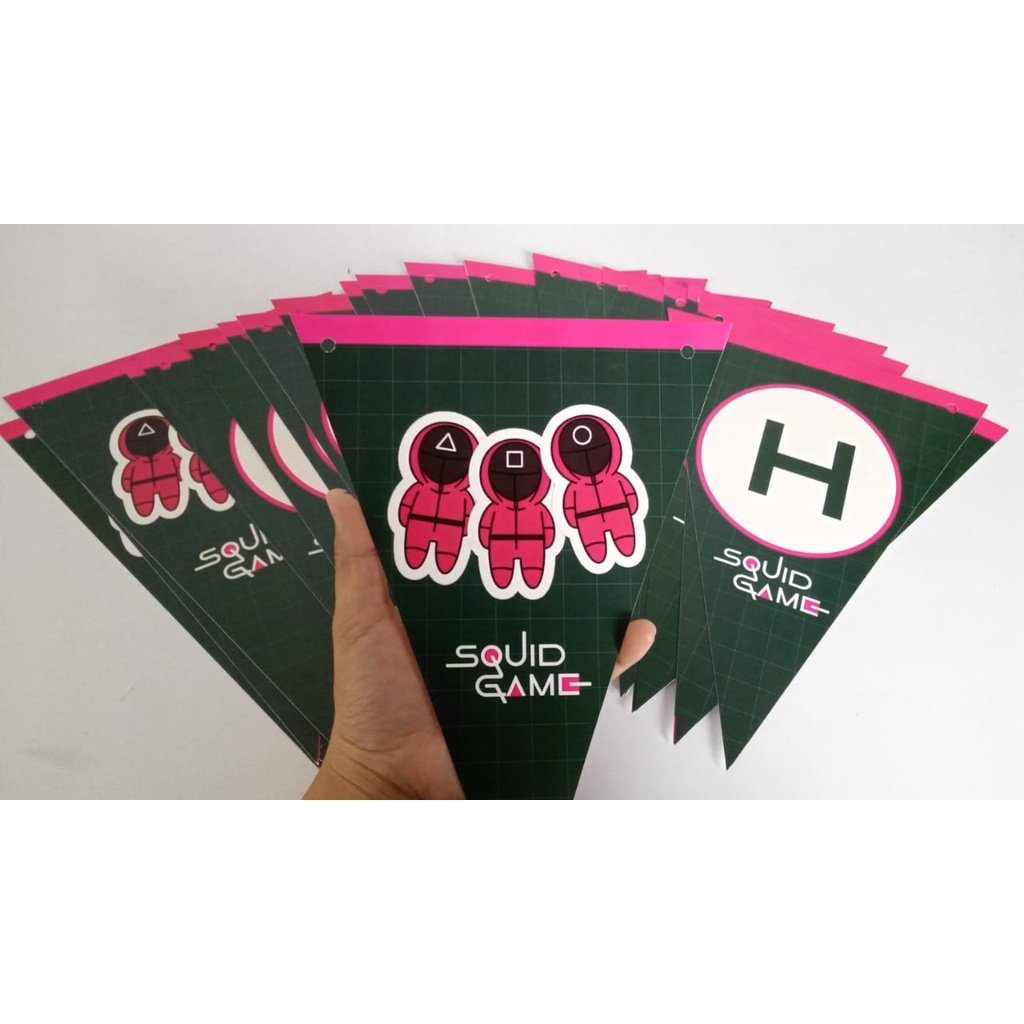 bunting flag squid game / bendera happy birthday squid game / bunting flag custom squid game