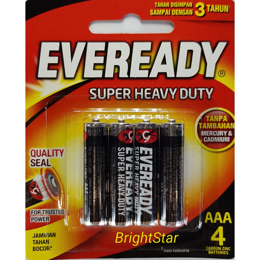 Eveready Baterai (Battery / Batre) AAA Hitam 1212 (4 PCS/Pack) - Hitam