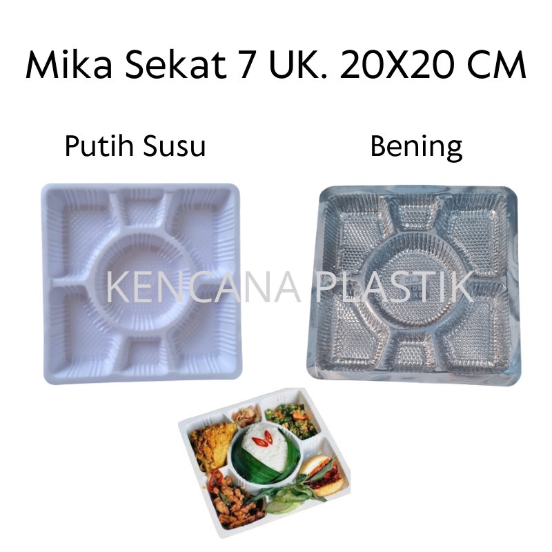 Mika Sekat 7 Nasi Box Tray 20 isi 50 pcs l Nasi Kotak Ukuran 20x20 l Mika Alas Tumpeng