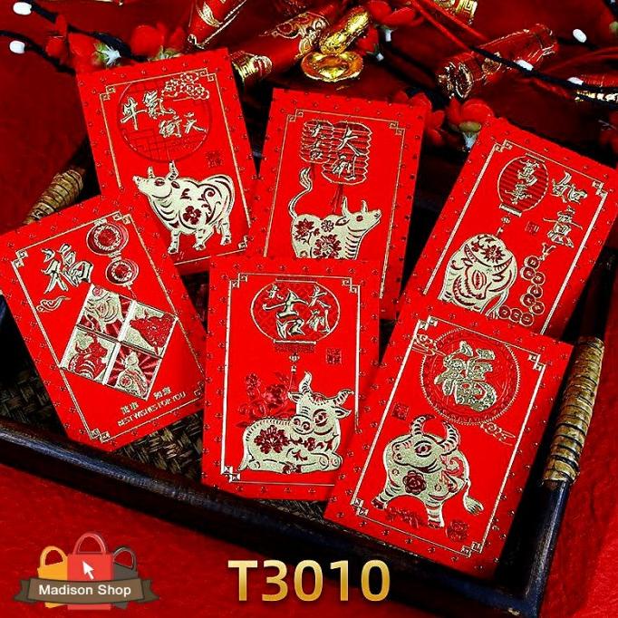 

Angpao Pendek Kerbao 2021 Angpau Merah Emboss Gold Murah Ampao Kebo
