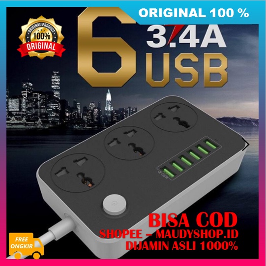 Universal Power Socket Pengisian USB PD Hitam ASLI ORI
